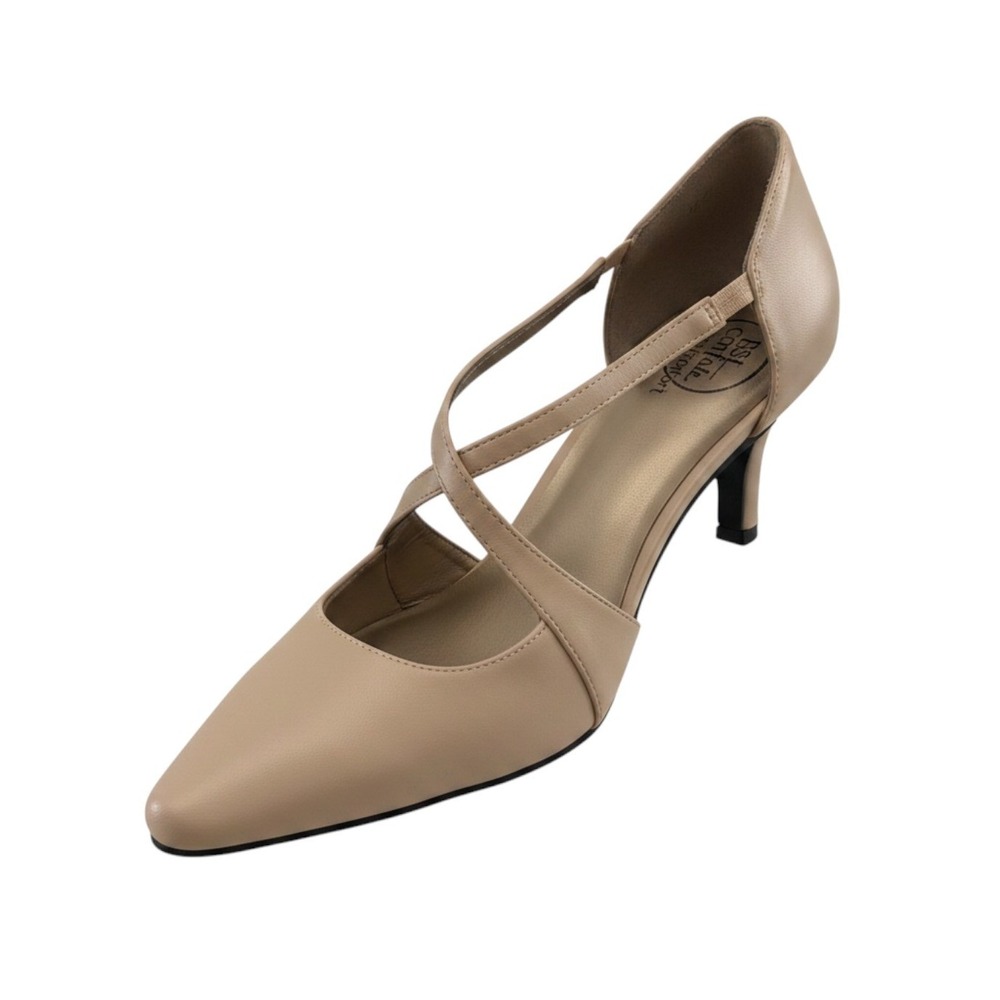 LifeStride Kamrie Pump Women 8M Taupe Pointed Toe Kitten Heel D'Orsay